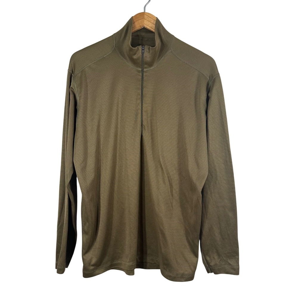 Patagonia Capilene Performance Baselayer Mens Large Olive Green Quarter Zip USA